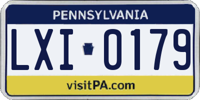 PA license plate LXI0179