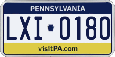 PA license plate LXI0180