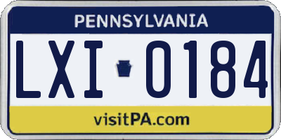 PA license plate LXI0184