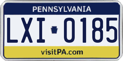 PA license plate LXI0185