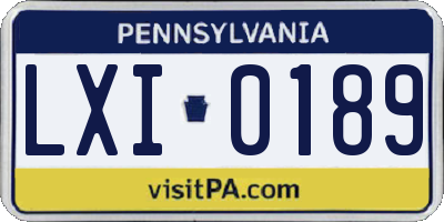 PA license plate LXI0189