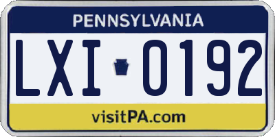 PA license plate LXI0192