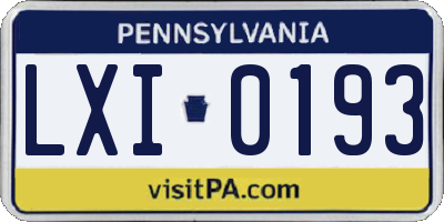 PA license plate LXI0193
