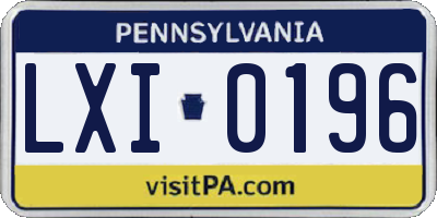 PA license plate LXI0196