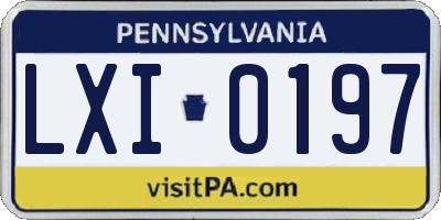 PA license plate LXI0197