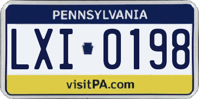 PA license plate LXI0198