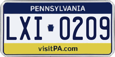 PA license plate LXI0209