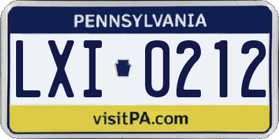 PA license plate LXI0212