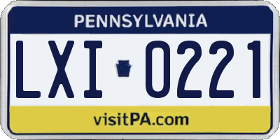 PA license plate LXI0221