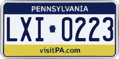 PA license plate LXI0223