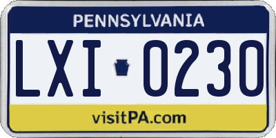 PA license plate LXI0230
