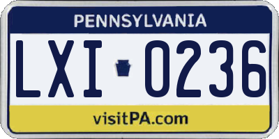 PA license plate LXI0236