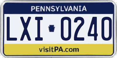 PA license plate LXI0240