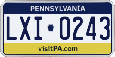 PA license plate LXI0243