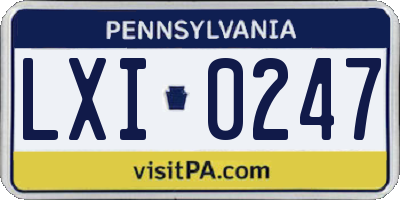 PA license plate LXI0247