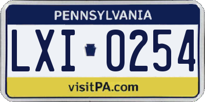PA license plate LXI0254