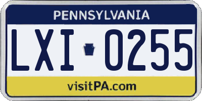 PA license plate LXI0255