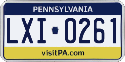 PA license plate LXI0261