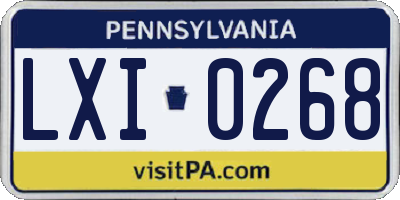 PA license plate LXI0268