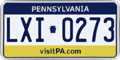 PA license plate LXI0273