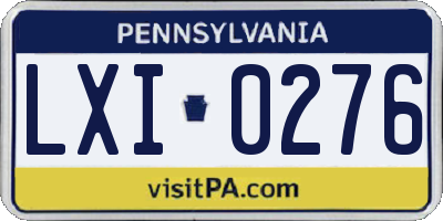 PA license plate LXI0276