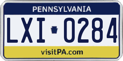 PA license plate LXI0284