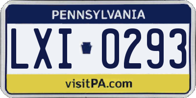 PA license plate LXI0293
