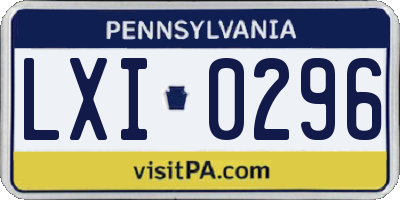 PA license plate LXI0296