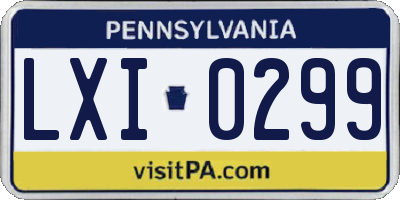 PA license plate LXI0299