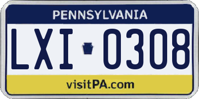 PA license plate LXI0308