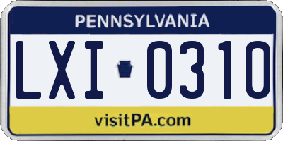 PA license plate LXI0310