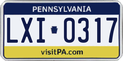 PA license plate LXI0317