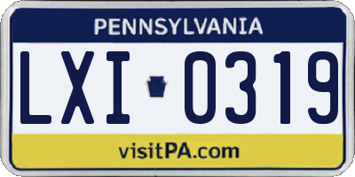 PA license plate LXI0319