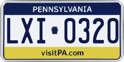 PA license plate LXI0320