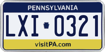 PA license plate LXI0321