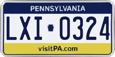 PA license plate LXI0324