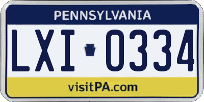 PA license plate LXI0334