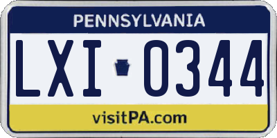 PA license plate LXI0344