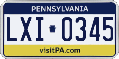 PA license plate LXI0345