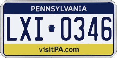 PA license plate LXI0346