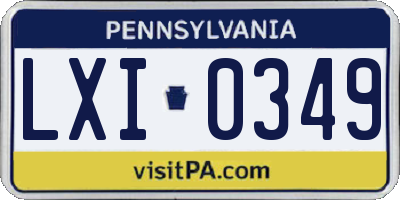 PA license plate LXI0349