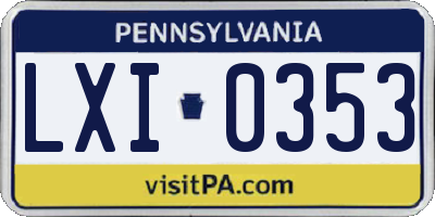 PA license plate LXI0353