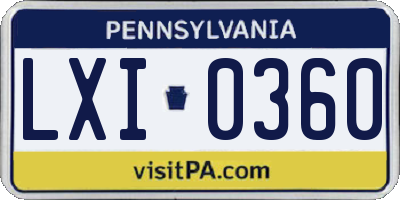 PA license plate LXI0360