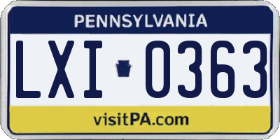 PA license plate LXI0363