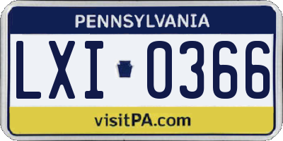 PA license plate LXI0366