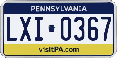 PA license plate LXI0367