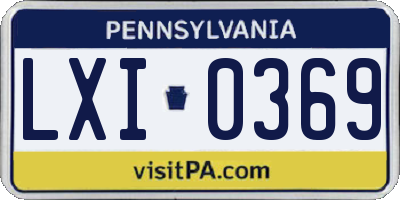 PA license plate LXI0369