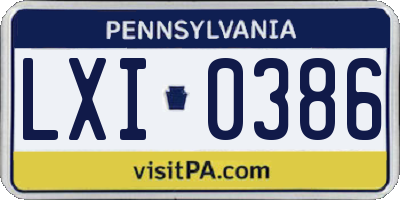 PA license plate LXI0386