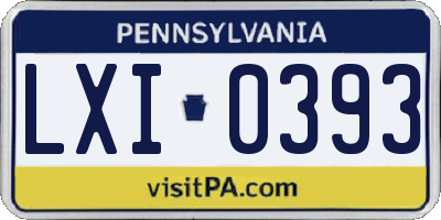 PA license plate LXI0393