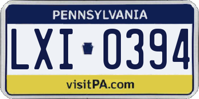 PA license plate LXI0394